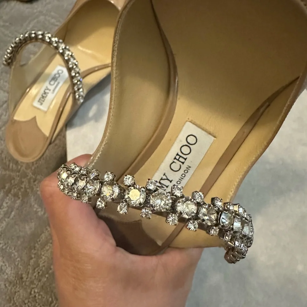 Jimmy Choo Beige Bing 100 Patent Leather Heels - Picture 7 of 9